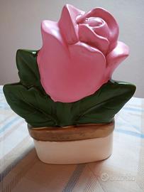Umidificatore ceramica rosa e verde 