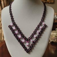 Collana Nera Retro  vintage epoca 800 gemme agata