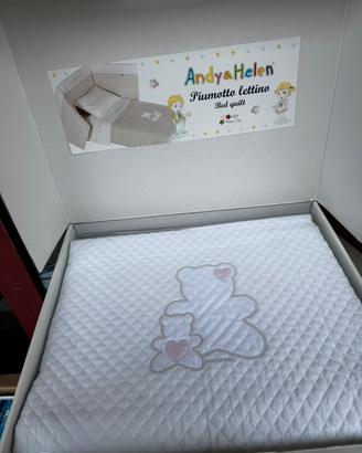 Trapuntino lettino bimbi ricamato + paracolpi