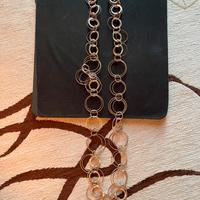 Collana acciaio rose lunga 50cm cerchi intreccio