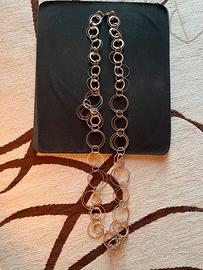 Collana acciaio rose lunga 50cm cerchi intreccio