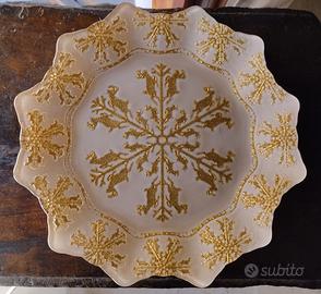 Piatto Natale vetro glitter e tovaglia
