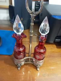 Cruet Set oliera in sheffield antico e Boemia