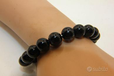 Splendido bracciale sfere nere e argento