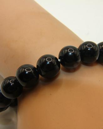 Splendido bracciale sfere nere e argento
