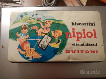 Rara scatola latta Nipiol anni 1960