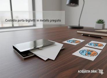 Porta Biglietti d Visita Metallo Satinato Custodia