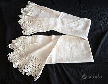 SET 2 ASCIUGAMANI ANTICHI  PURO LINO FINE 800