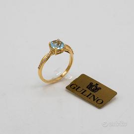 ANELLO ORO GIALLO 18 KT QUARZO ZIRCONI d.76