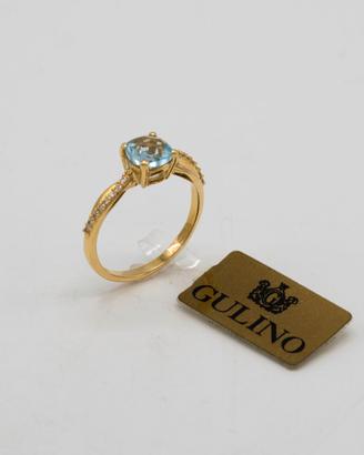 ANELLO ORO GIALLO 18 KT QUARZO ZIRCONI d.76