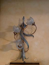 Applique Vintage Ferro Battuto e Vetro Satinato