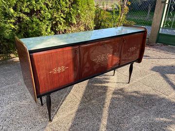 Credenza anni 50 armadietto vintage mogano ottone 