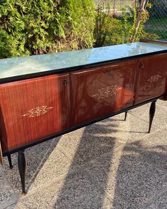 Credenza anni 50 armadietto vintage mogano ottone 