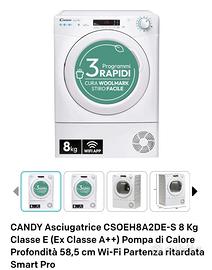Asciugatrice CSOEH8A2DE-S 8 Kg Classe E (Ex Classe