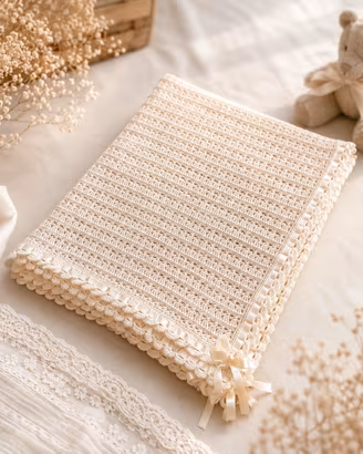 Copertina neonato in cotone fatta a mano 90x73