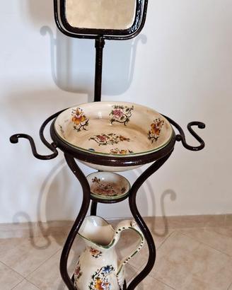 SET BAGNO IN FERRO BATTUTO CAPODIMONTE vintage