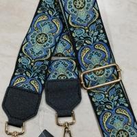 Tracolla borsa fiori - verde, blu