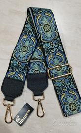 Tracolla borsa fiori - verde, blu