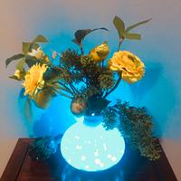 Vaso vetro soffiato artistico blu e verde