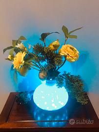 Vaso vetro soffiato artistico blu e verde