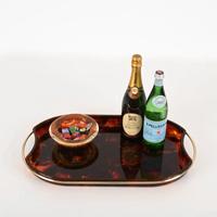 VASSOIO GUZZINI Ottone e Lucite tartarugata 1970