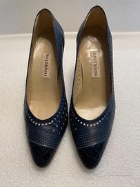 DECOLLETE' IN PELLE N.40-BLU E GIALLO OCRA