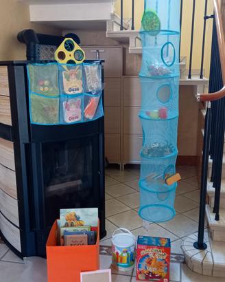 lotto porta giochi con giochi libri e varie