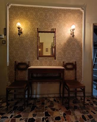 VINTAGE Consolle marmo, Specchio, Sedie e Applique