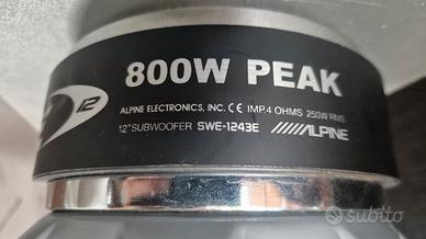 Subwoofer Alpine Type E 12” 800W – Ottime condizio