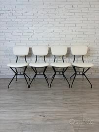 Set 4 sedie anni ’60 restaurate in bouclé bianco