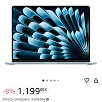 Apple MacBook Air 15” M4 celeste Nuovo