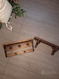 appendi abiti in legno massello + mensola i