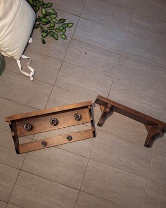 appendi abiti in legno massello + mensola i