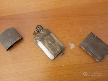 Accendino acciarino antico lamina ottone vintage