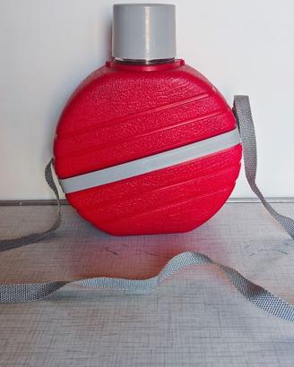 Borraccia Vintage anni '80 Rossa Rotonda con Traco