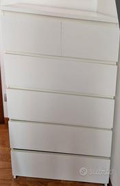 
2Cassettiere malm con 6cassetti,bianco,80x123 cm