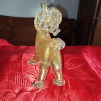 Murano scultura asinello inclusione oro zecchino