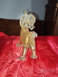 Murano scultura asinello inclusione oro zecchino