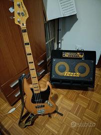 basso squire jazz bass . amplificatore mark bass
