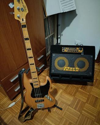 basso squire jazz bass . amplificatore mark bass