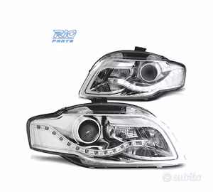 FARI AUDI A4 B7 04-07 LUCE DIURNA FONDO CROMATO
