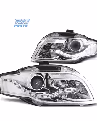 FARI AUDI A4 B7 04-07 LUCE DIURNA FONDO CROMATO