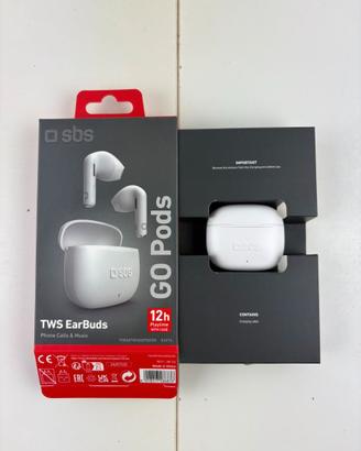 SBS Go Pods TWS Bluetooth Semi In-Ear Touch Bianco
