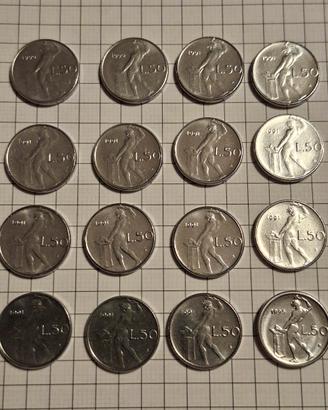 50 Lire Vulcano piccola (particolari) 16 pezzi