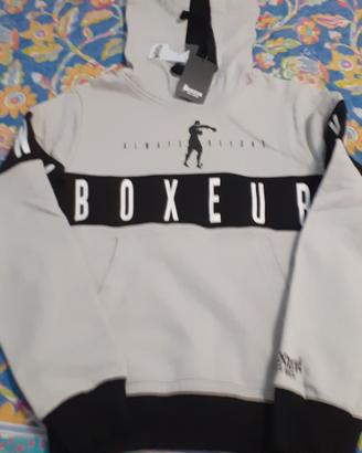 BOXEUR DES RUES - Felpa Nera con Cappuccio E Stampa Lucida, Uomo, XXL