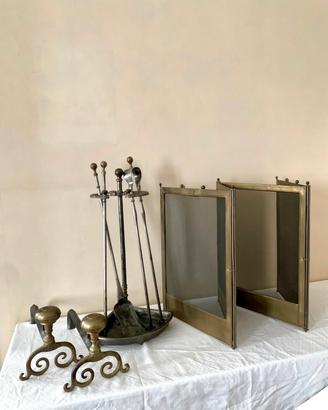 Set attrezzi da camino antichi