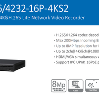 NVR Dahua 16 canali 4K NVR4216-4KS2 8mp