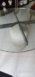 tavolo in cristallo rotondo e tavolino rettangolar