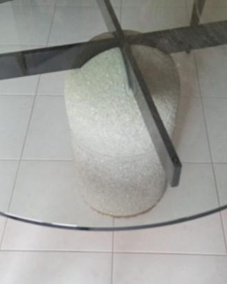 tavolo in cristallo rotondo e tavolino rettangolar