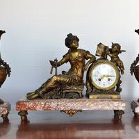 Antico orologio da tavolo "parigina" trittico